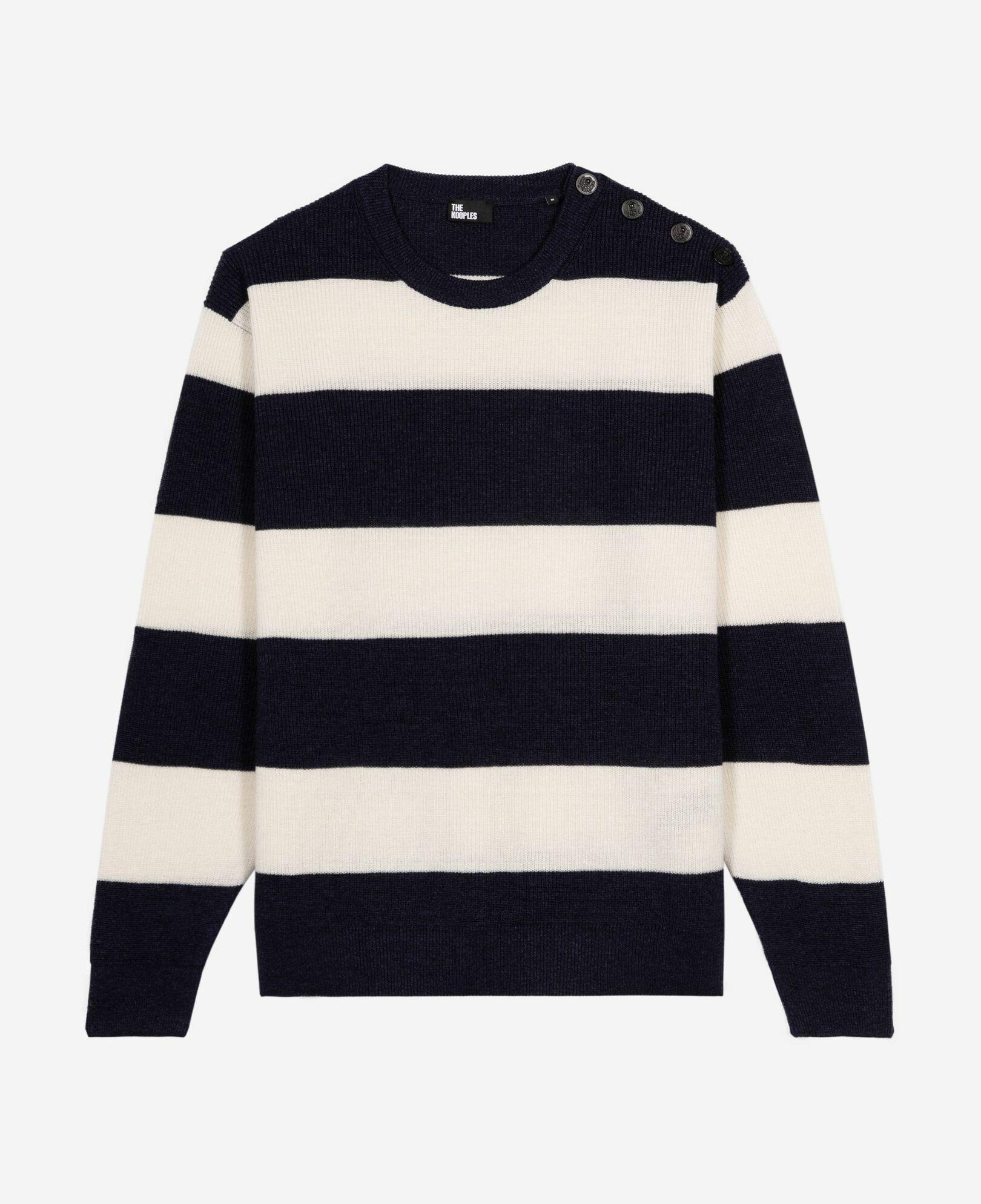 Navy stripe wool and linen sweater by THE KOOPLES