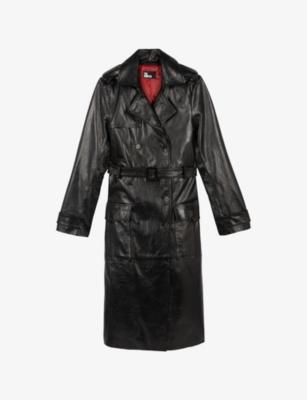 Notched-Lapel Detachable-Belt Regular-Fit Leather Coat by THE KOOPLES