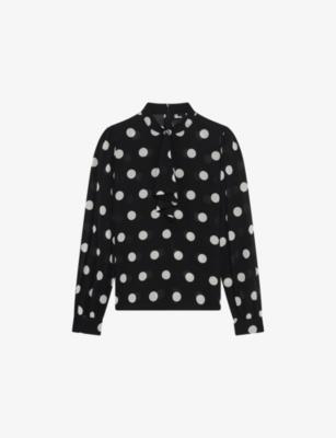 Polka-Dot Long-Sleeve Silk-Blend Blouse by THE KOOPLES