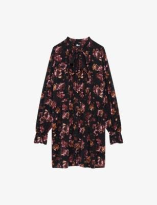 Rose-Print Long-Sleeve Woven Mini Dress by THE KOOPLES