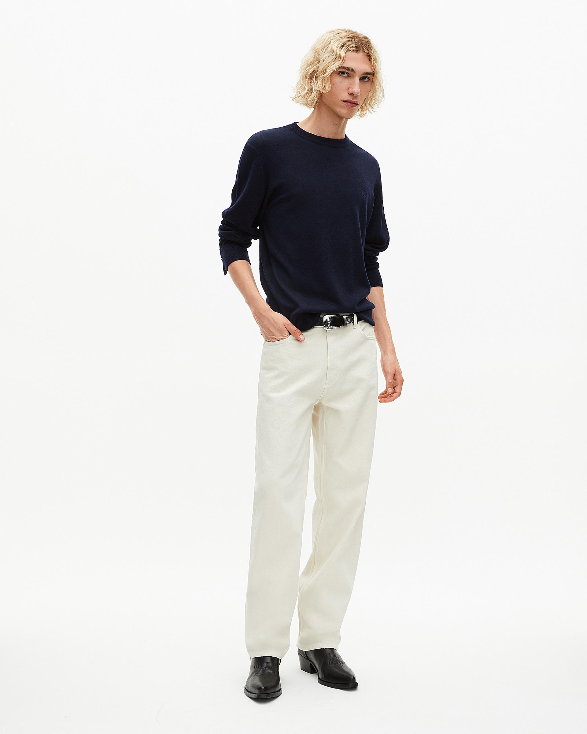 Round-neck sweater in navy merino wool by THE KOOPLES