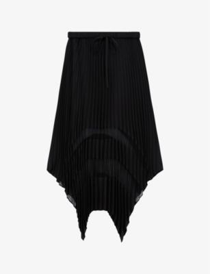Sheer-panel asymmetric-hem woven midi skirt by THE KOOPLES