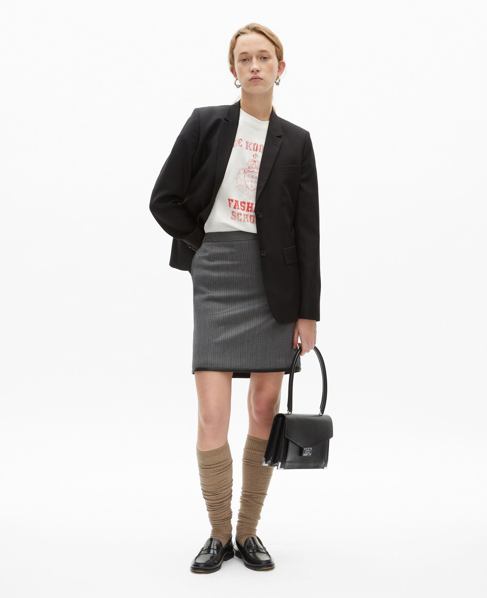 Short gray striped skirt by THE KOOPLES