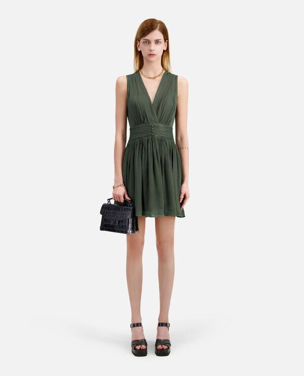 Short green crinkle fabric dress by THE KOOPLES