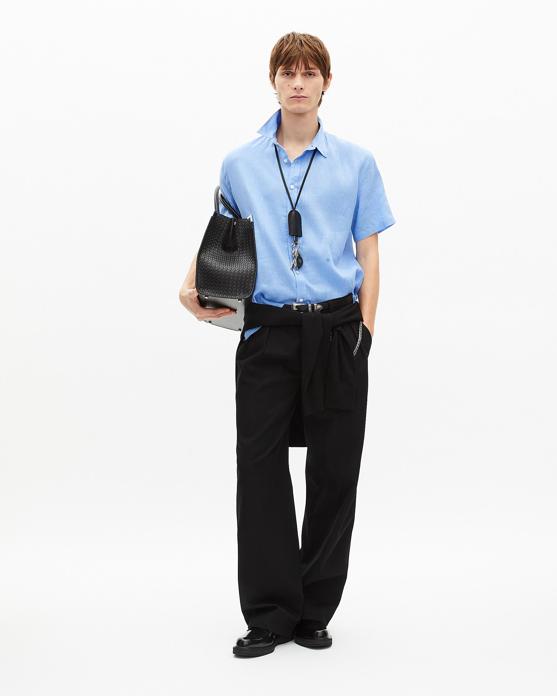Short-sleeved blue linen shirt by THE KOOPLES