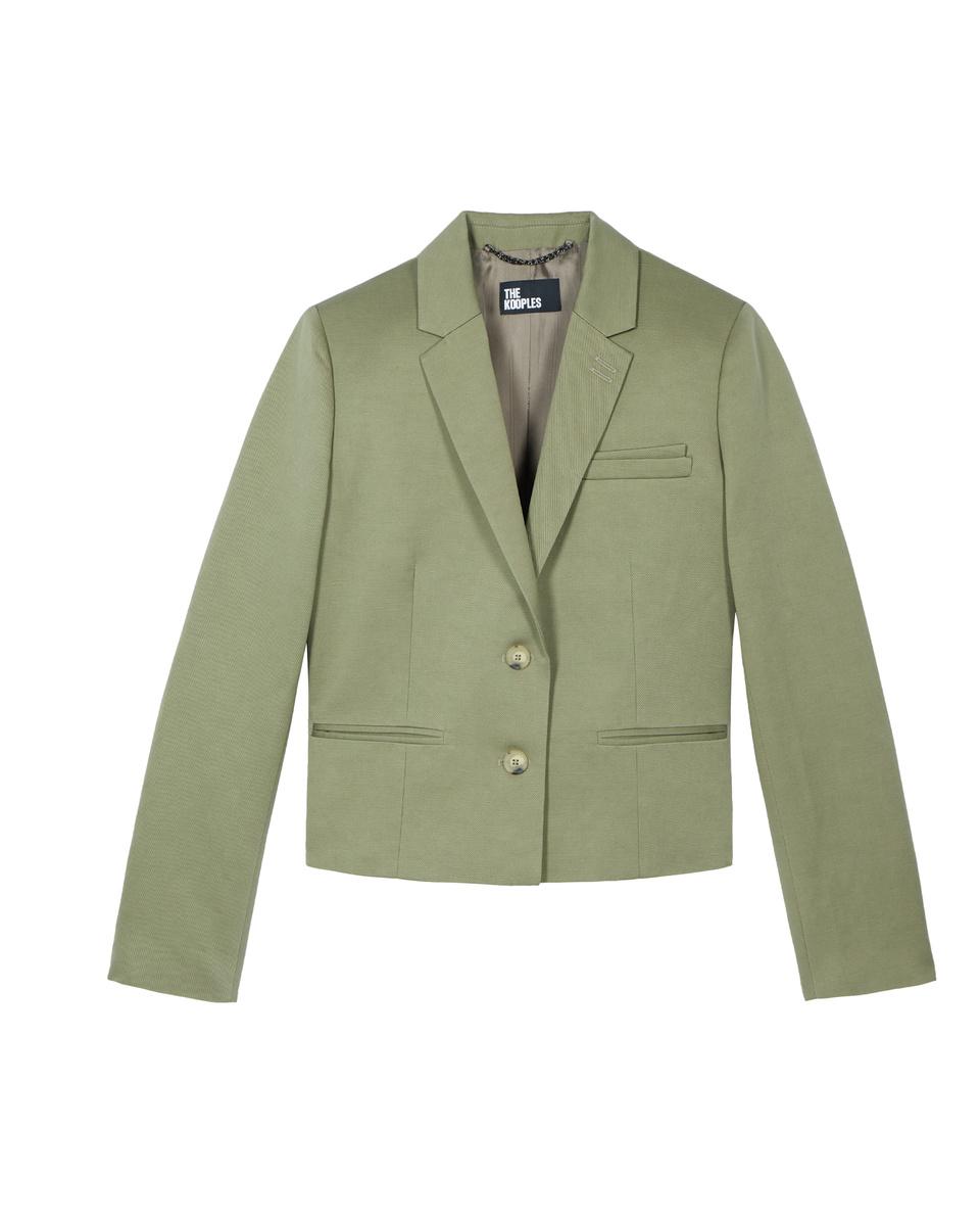 Short suit jacket in khaki linen and cotton by THE KOOPLES