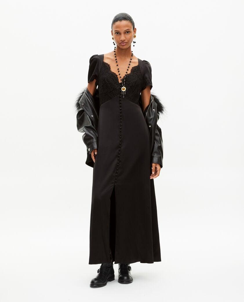 Silk maxi dress with black lace by THE KOOPLES