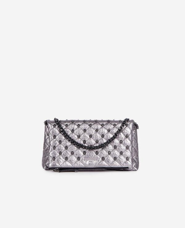 Small gunmetal leather pouch with skulls by THE KOOPLES