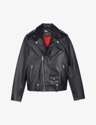 Straight-cut notched-collar leather jacket by THE KOOPLES