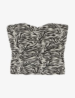 Strapless Graphic-Print Woven Bustier Top by THE KOOPLES