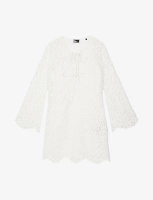 Tie-Neck Long-Sleeve Lace Mini Dress by THE KOOPLES