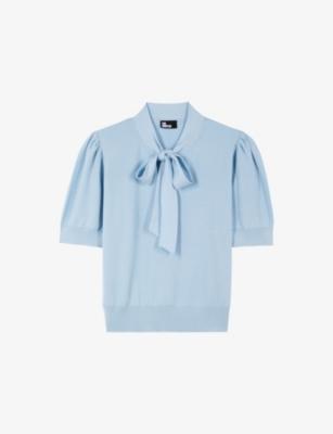 Tie-Neck Short-Sleeve Cotton-Blend Jumper by THE KOOPLES