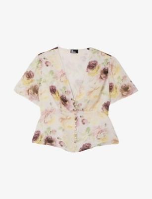 V-Neck Floral-Print Woven Top by THE KOOPLES