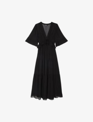 V-Neck Short-Sleeve Woven Midi Dress by THE KOOPLES