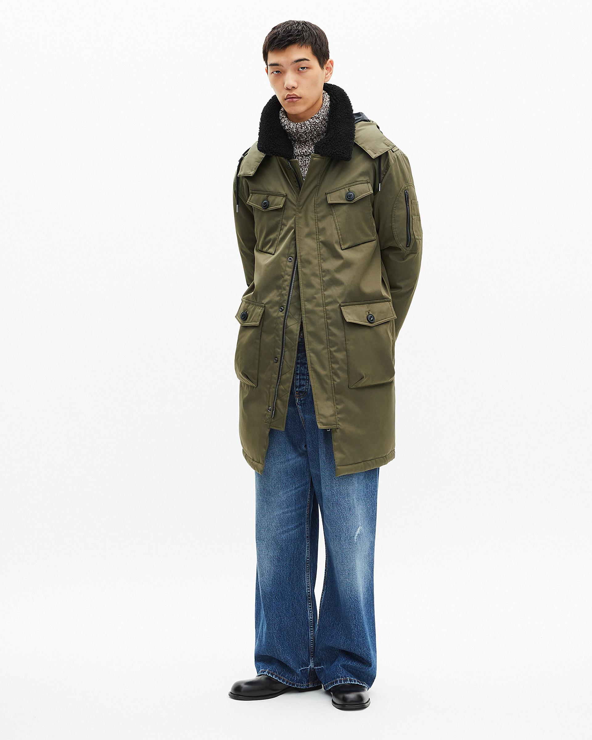 Water-repellent parka with khaki sherpa collar by THE KOOPLES Water-repellent parka with khaki sherpa collar by THE KOOPLES