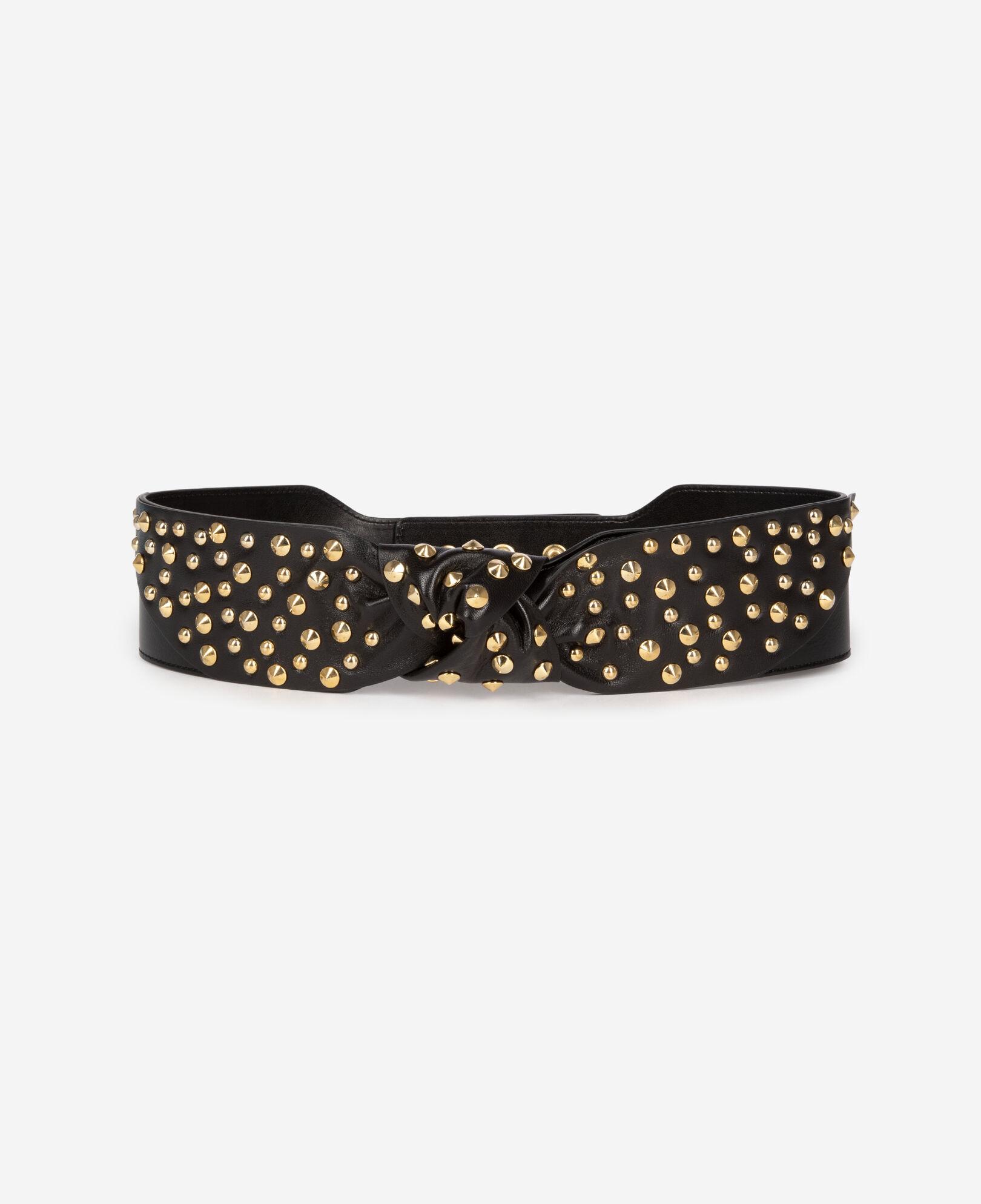 Wide black studded leather belt by THE KOOPLES