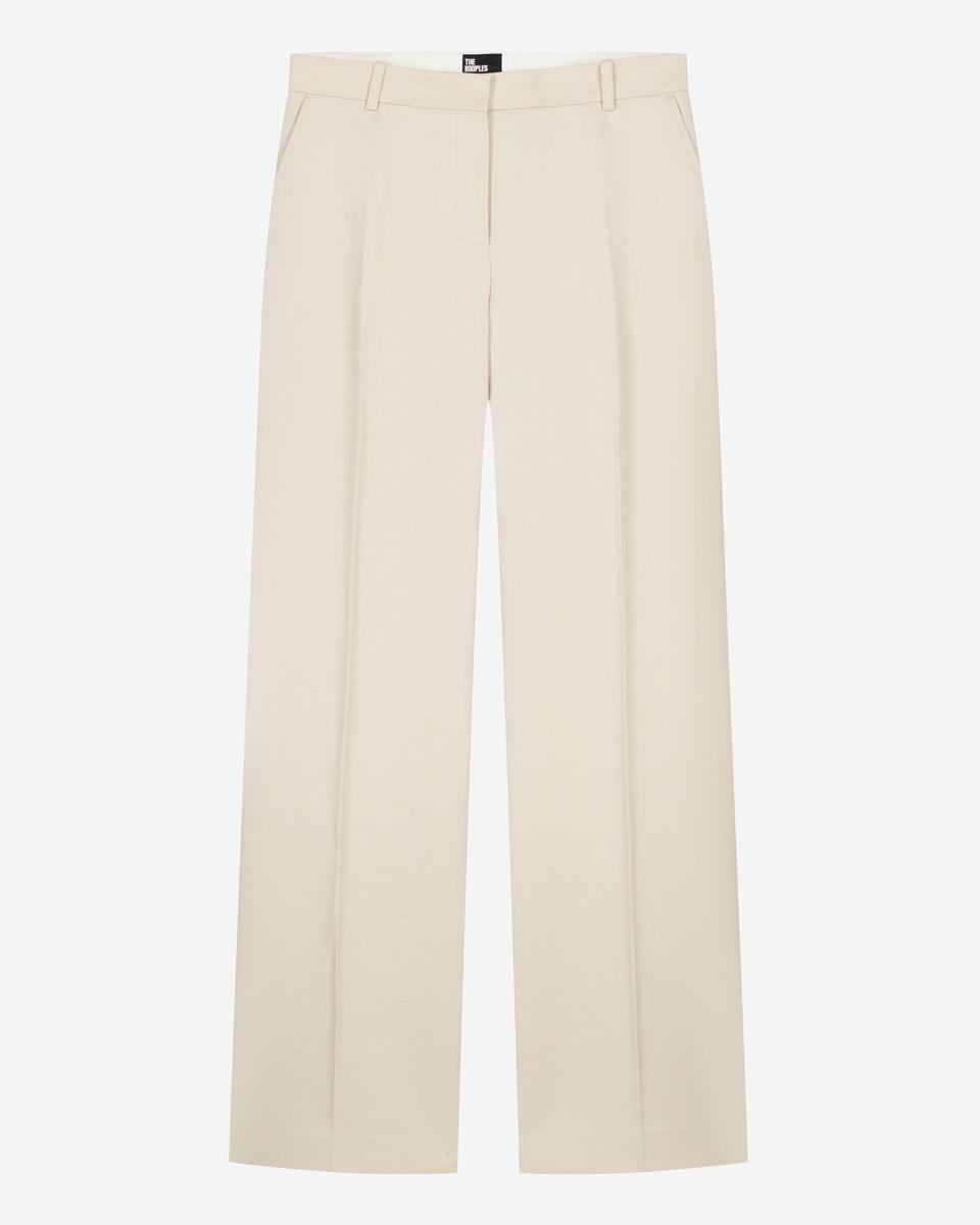 Wide-leg pants in beige linen and cotton by THE KOOPLES