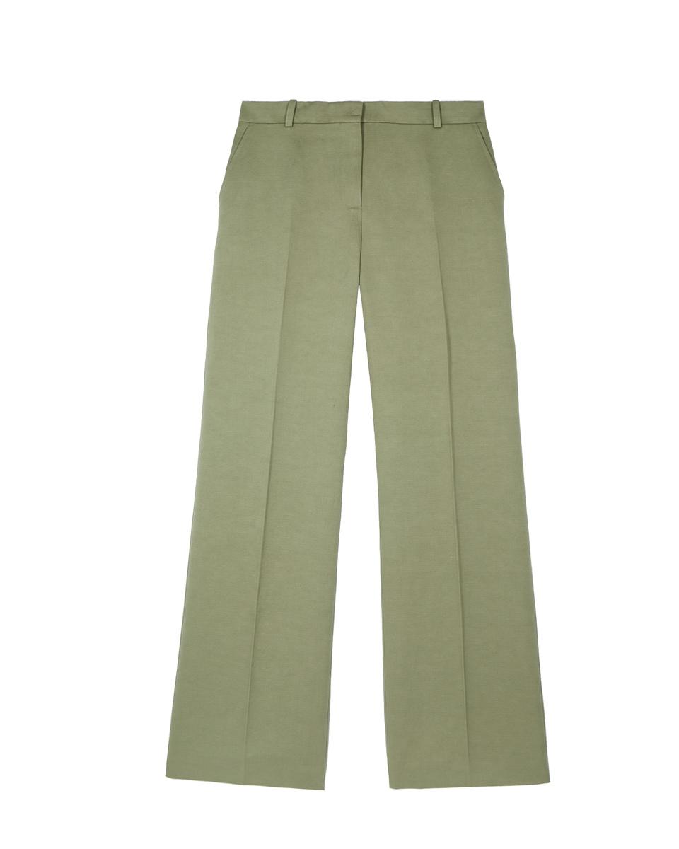 Wide-leg pants in khaki linen and cotton by THE KOOPLES