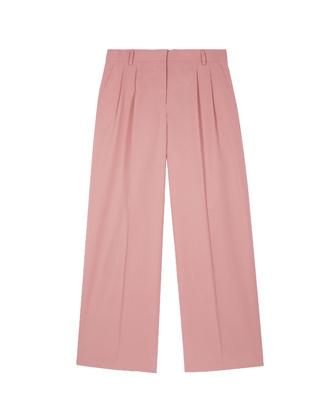 Wide-leg tailored pants in pastel pink linen and cotton by THE KOOPLES