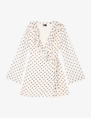 Wrapover Heart-Print Woven Mini Dress by THE KOOPLES