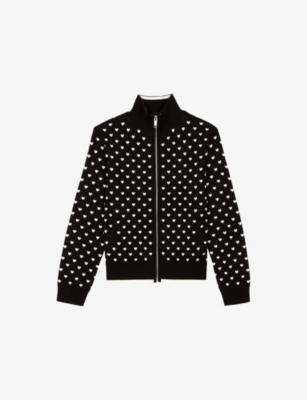Zipped Heart-Print Knitted Cardigan by THE KOOPLES