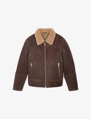 Zipped Sherpa-Collar Leather Jacket by THE KOOPLES Zipped Sherpa-Collar Leather Jacket by THE KOOPLES
