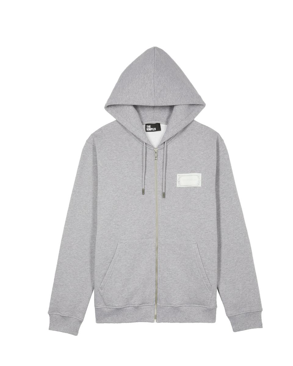 Zipped sweatshirt with black silk-screen print by THE KOOPLES