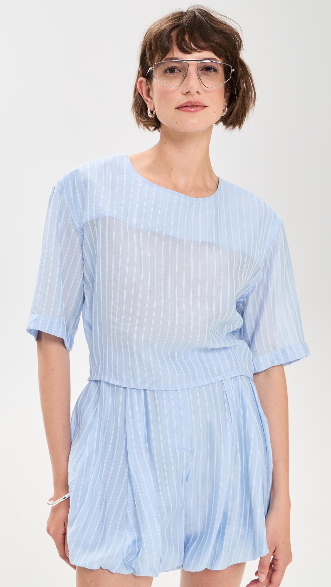 Dulce Mussolina Rigata Top by THE LATEST