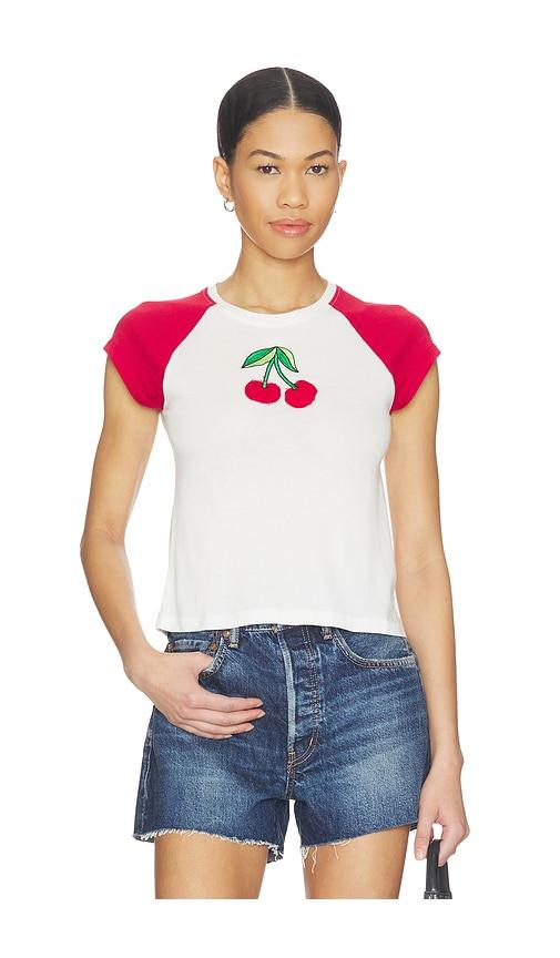 The Laundry Room Cherries Embroidery Raglan Baby Tee in White by THE LAUNDRY ROOM