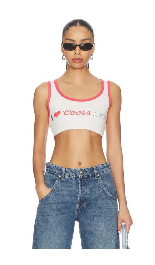 The Laundry Room I Heart Coors Light Super Crop Rib Tank Top in White by THE LAUNDRY ROOM