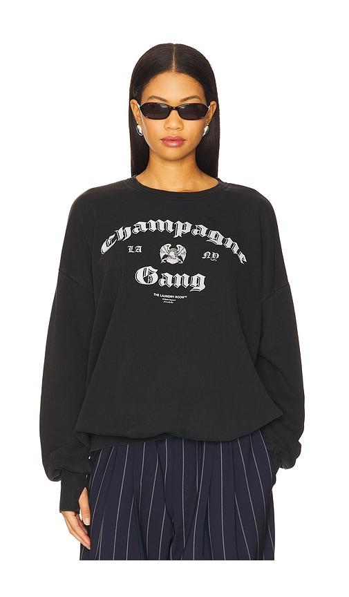 The Laundry Room La Champagne Gang Ny Sweatshirt in Black by THE LAUNDRY ROOM