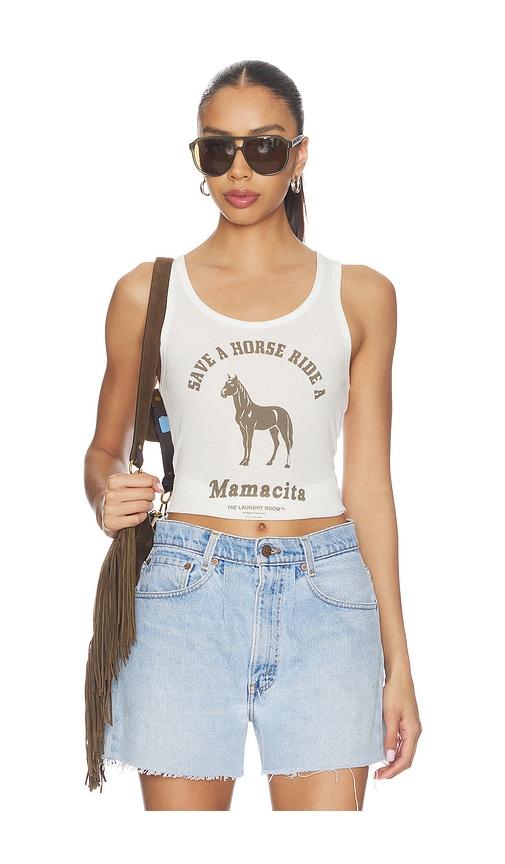 The Laundry Room Ride A Mamacita Rib Tank Top in White by THE LAUNDRY ROOM