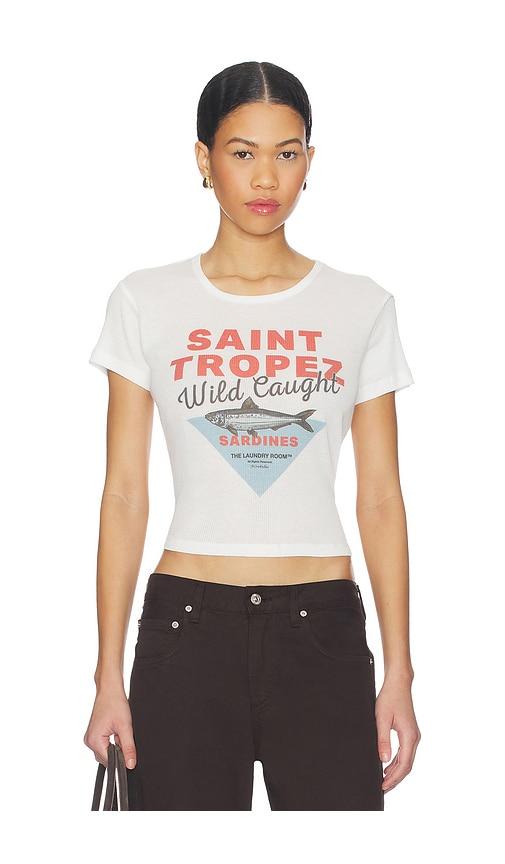 The Laundry Room Saint Tropez Sardines Baby Tee in White by THE LAUNDRY ROOM