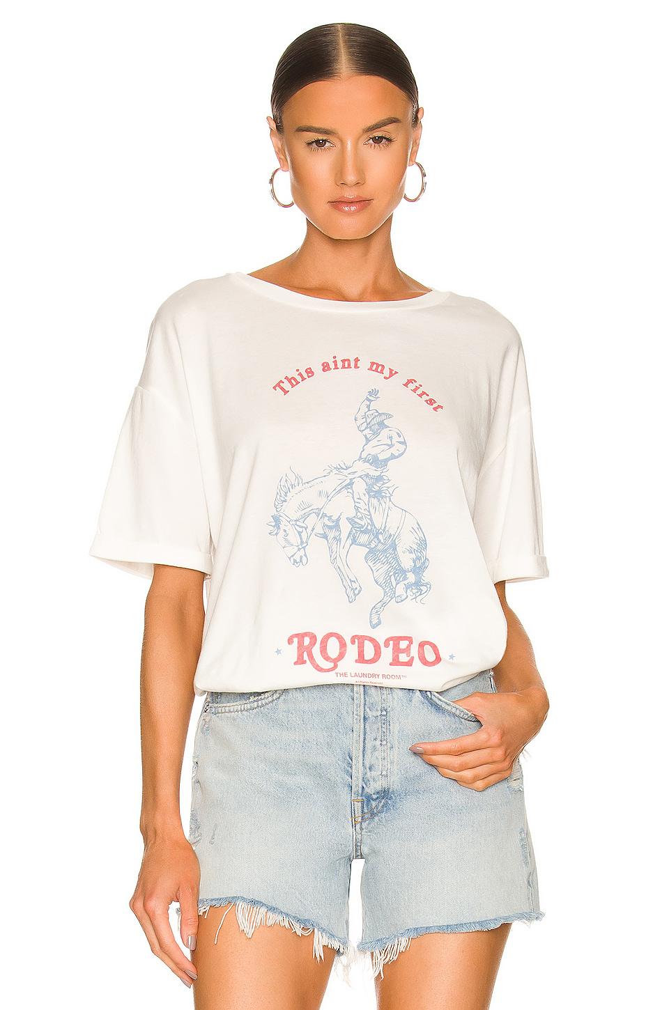 The Laundry Room This Ain't My First Rodeo Oversized Tee in White by THE LAUNDRY ROOM