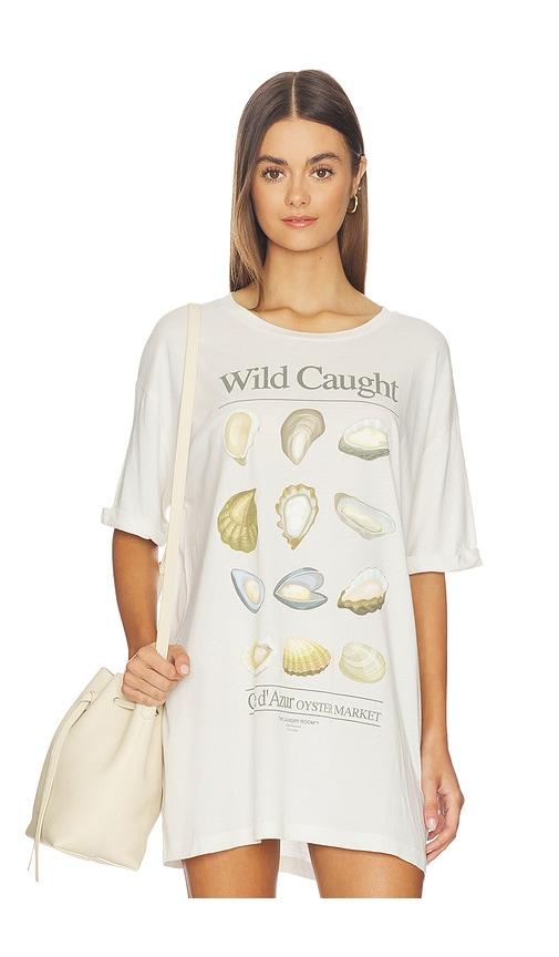 The Laundry Room Wild Caught Oyster Market Oversized Tee in White by THE LAUNDRY ROOM
