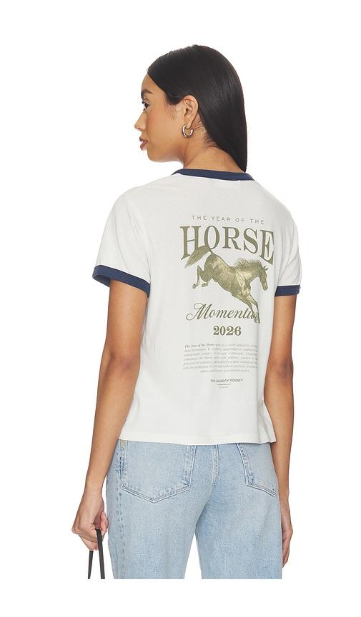 The Laundry Room Year Of The Horse Perfect Ringer Tee in Ivory,Navy by THE LAUNDRY ROOM