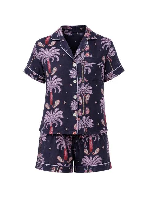 Nina Riviera palm-print pajama set by THE LAZY POET