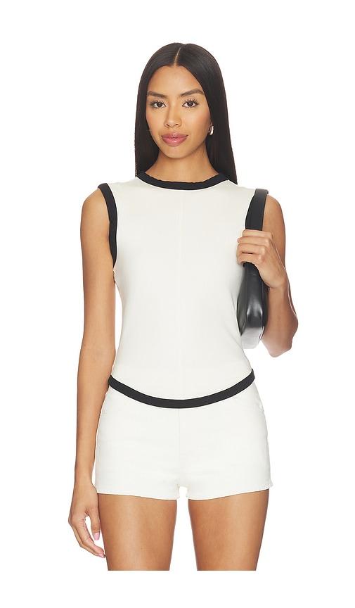 The Line by K Martine Tank Top in Cream,Black by THE LINE BY K