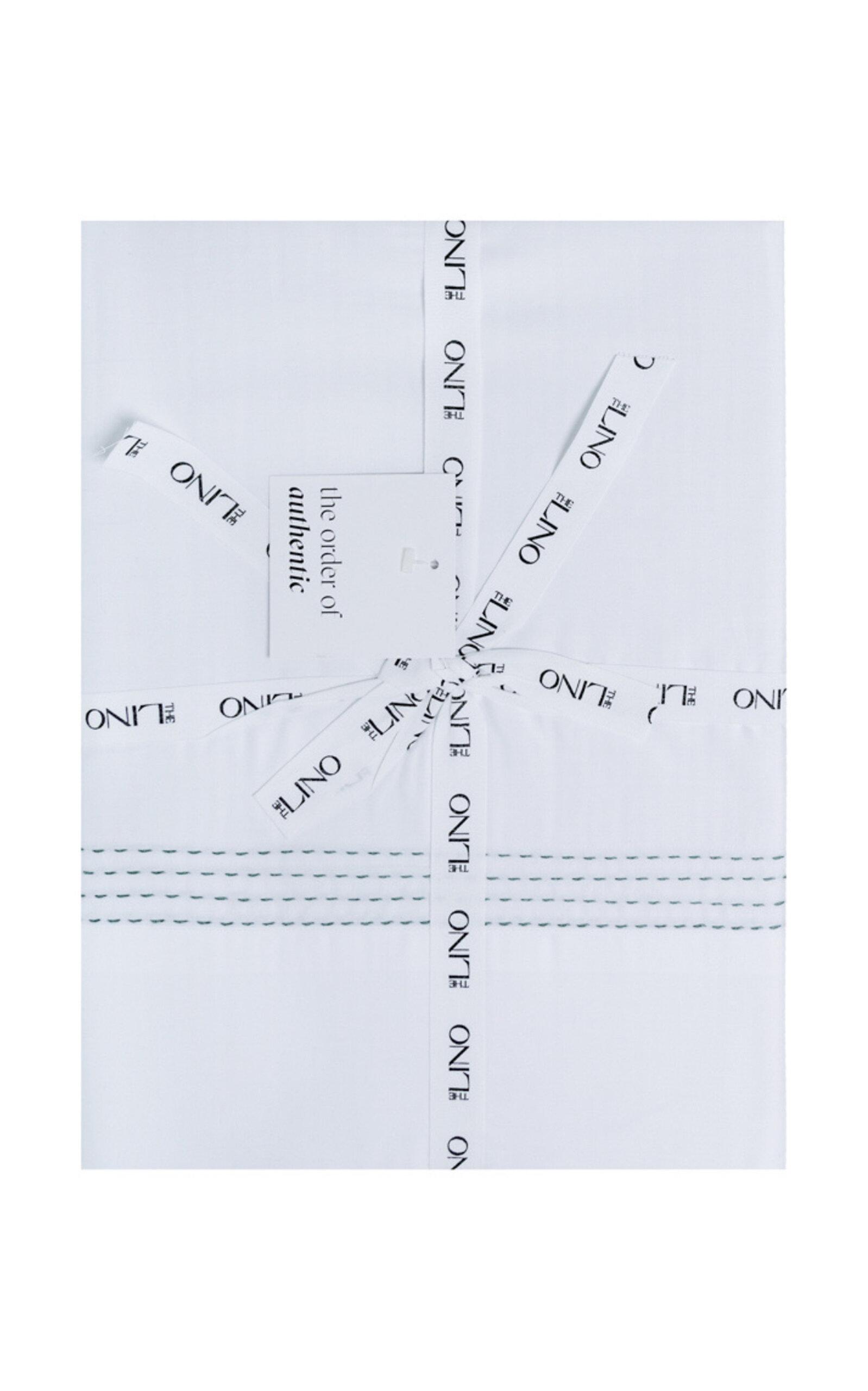THE LINO - Essential Embroidered Cotton Top Sheet - Green - Moda Operandi by THE LINO