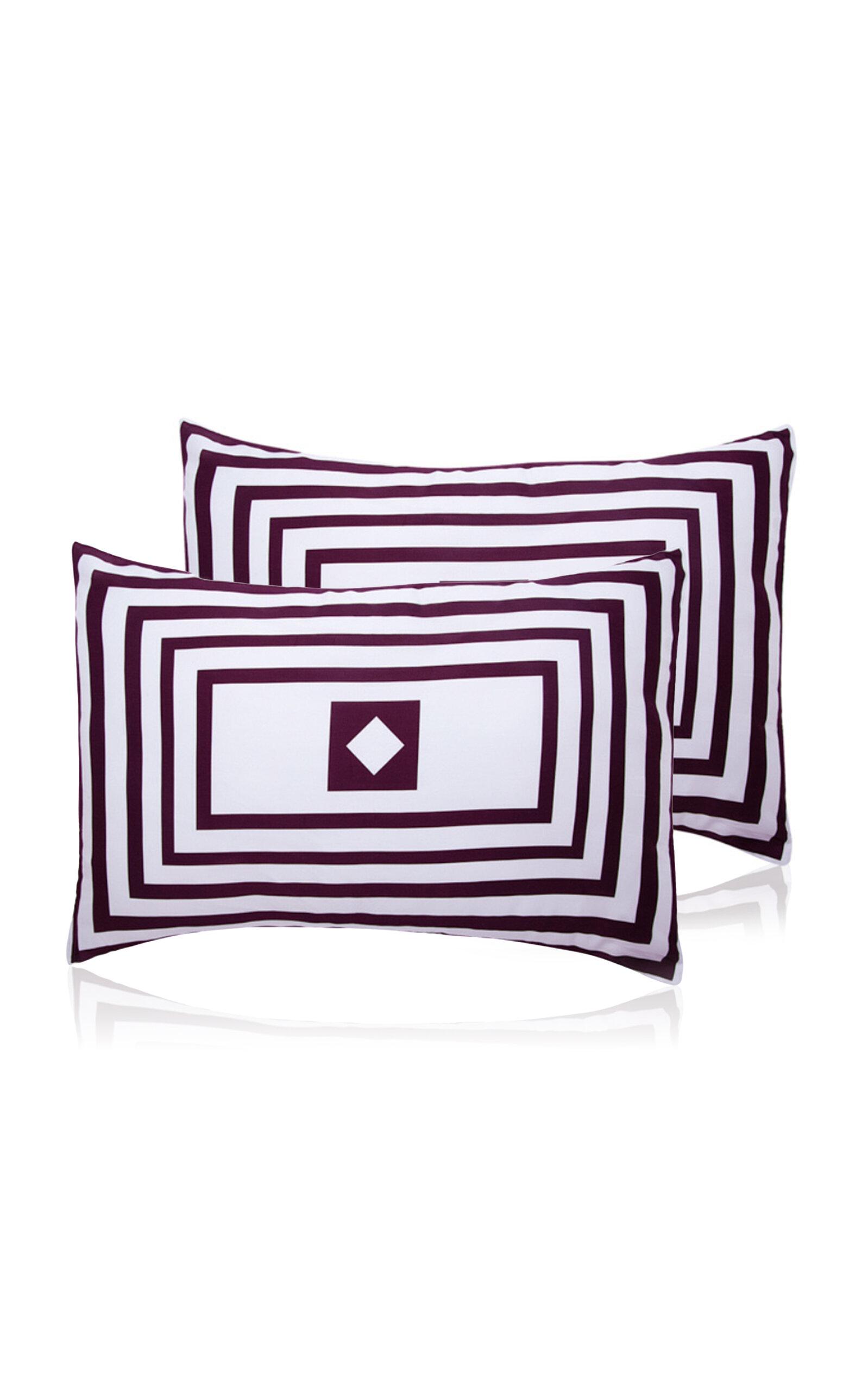THE LINO - Essential Embroidered Flat Sheet - Burgundy - Moda Operandi by THE LINO