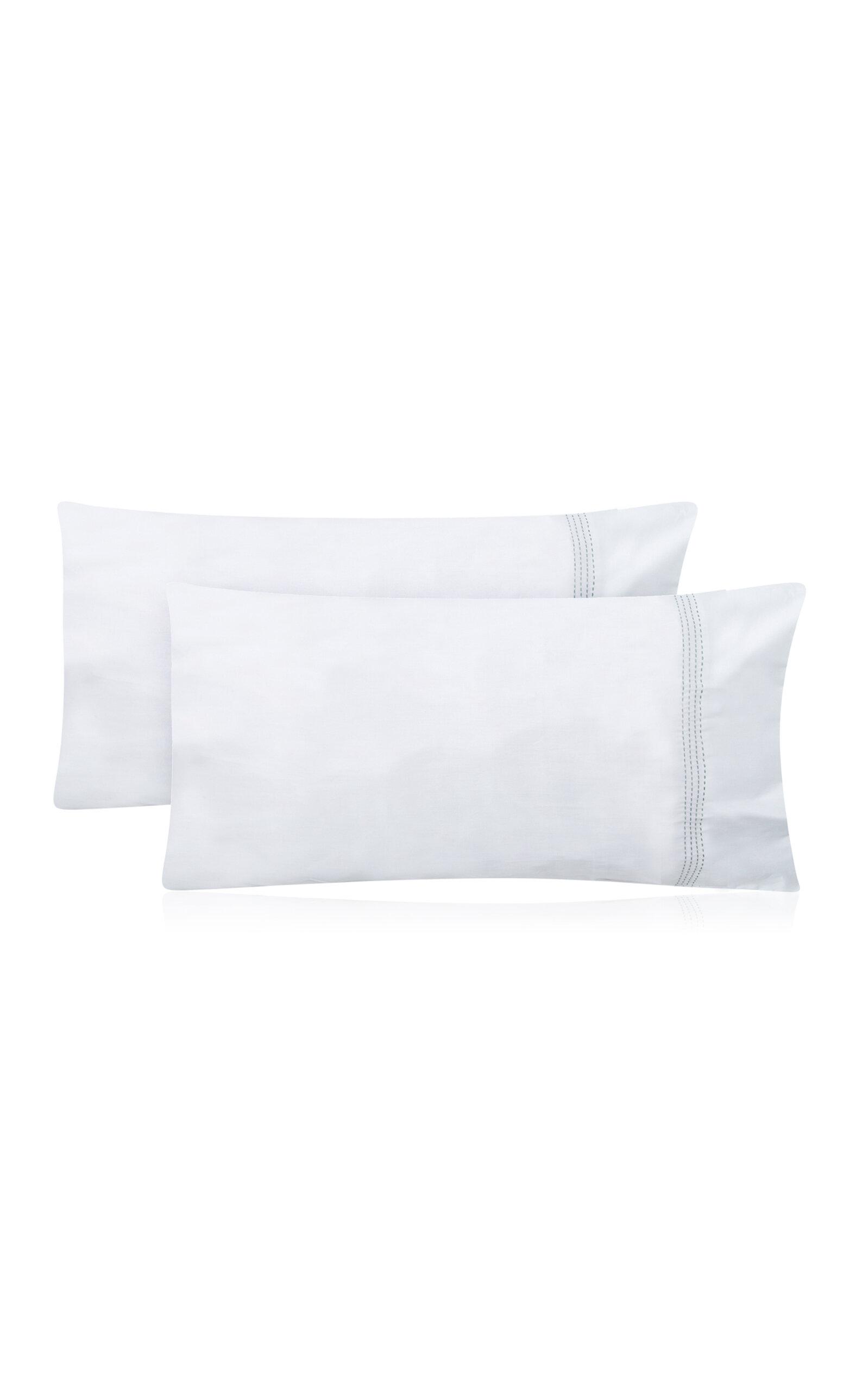 THE LINO - Essential Embroidered Pillowcase - Green - Moda Operandi by THE LINO