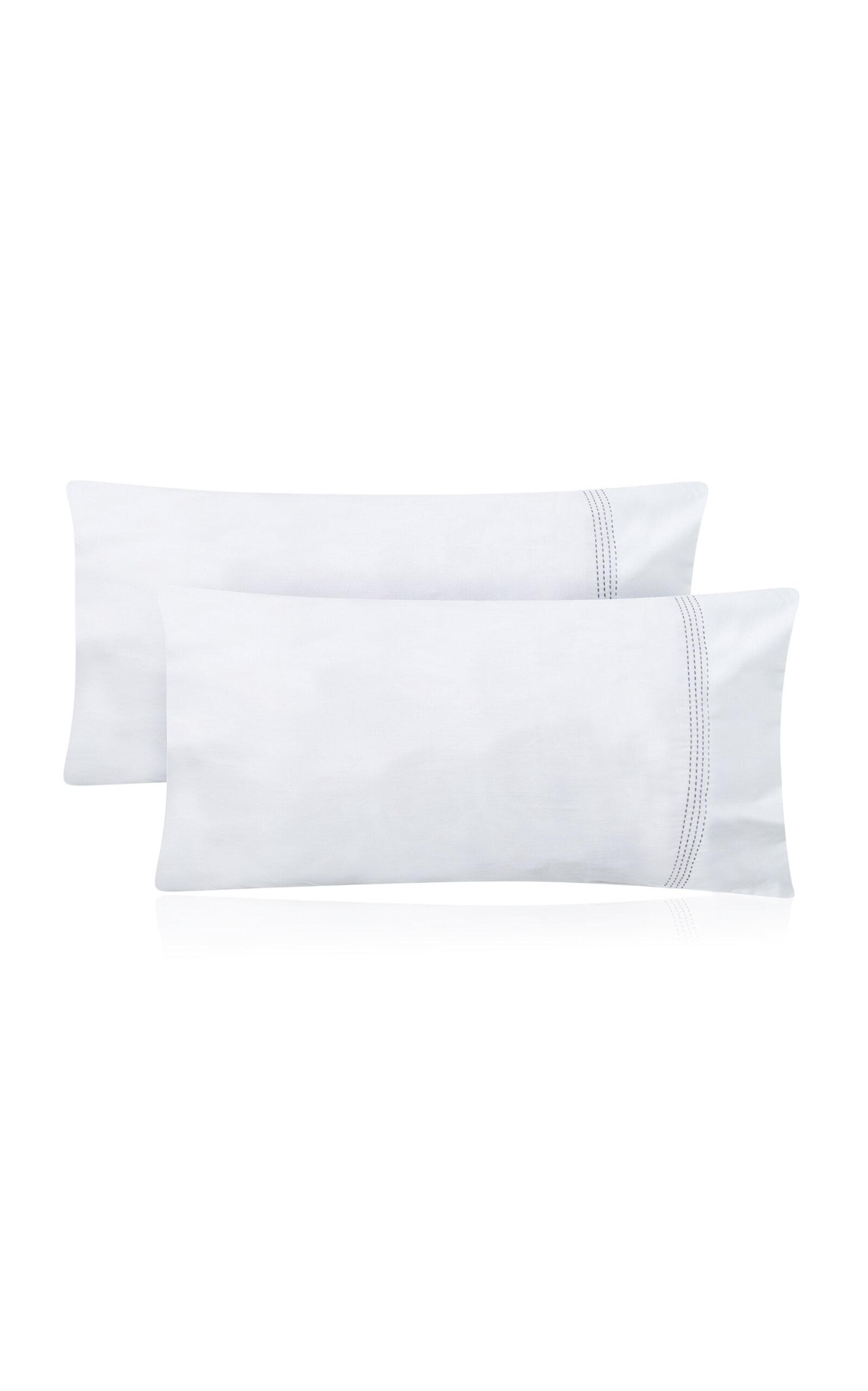 THE LINO - Essential Set-Of-Two Cotton Pillowcases - Navy - Moda Operandi by THE LINO