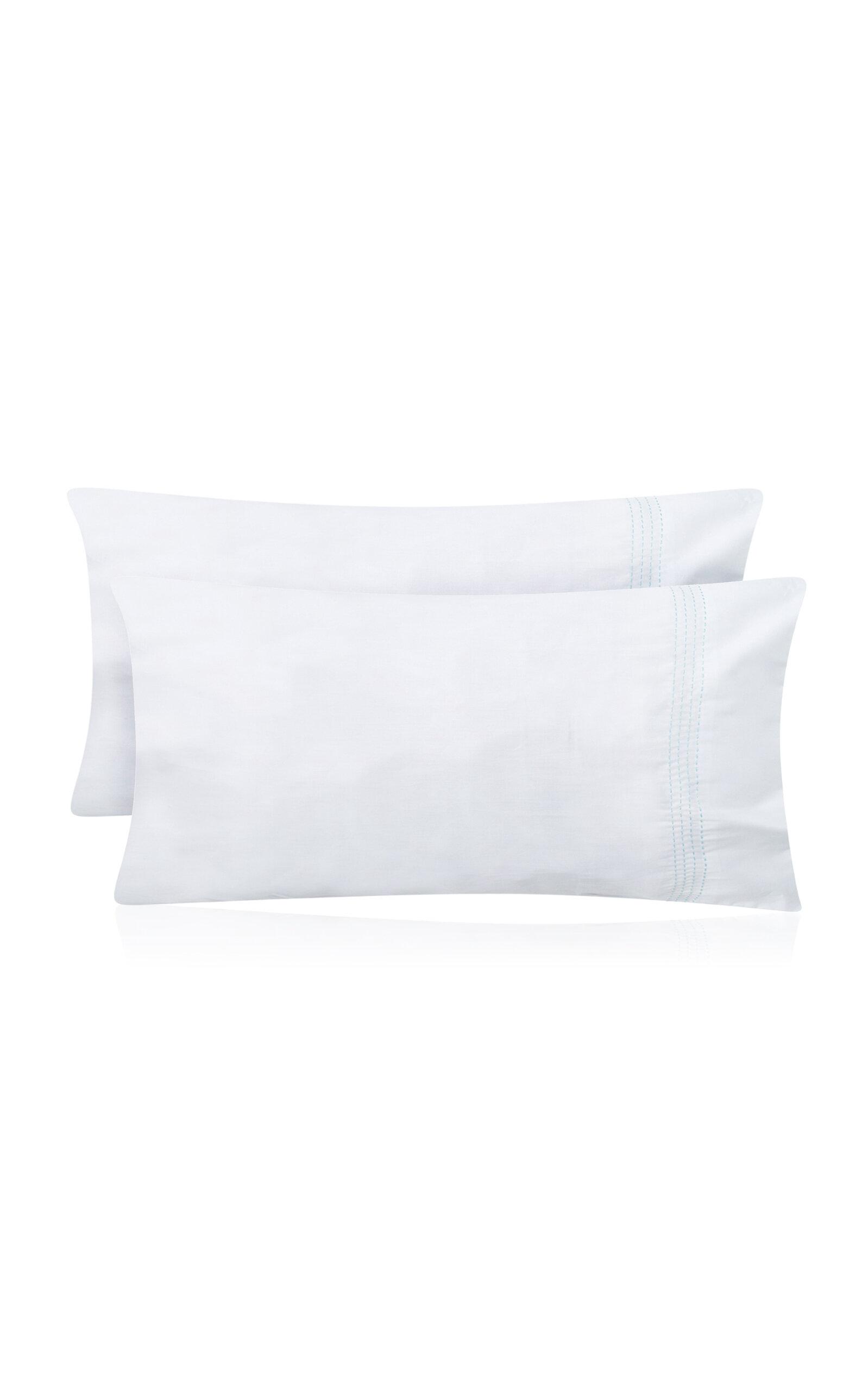 THE LINO - Essential Set-Of-Two Cotton Pillowcases - Turquoise - Moda Operandi by THE LINO
