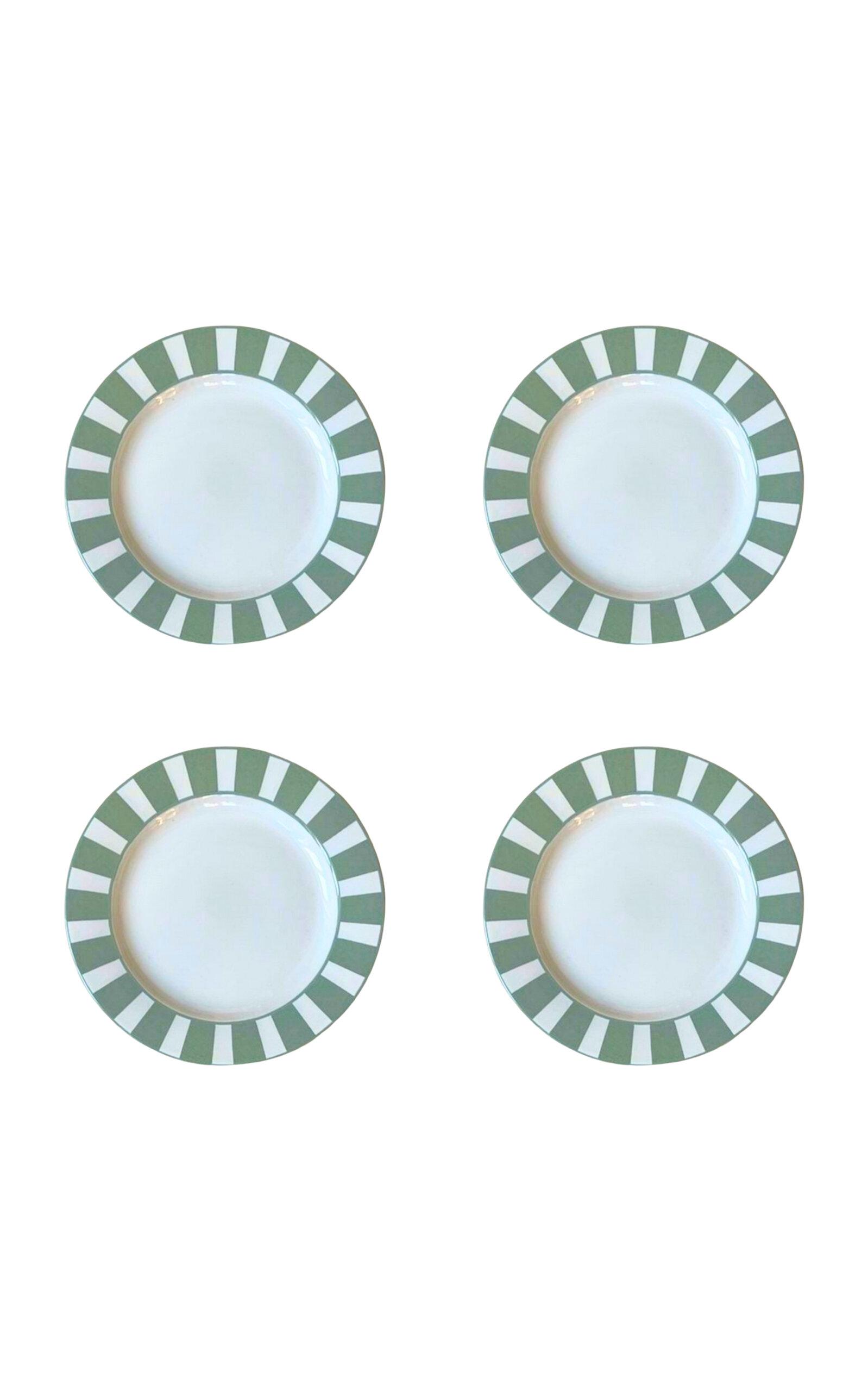 THE LINO - Essential Set-of-Four Stoneware Dessert Plates - Green - Moda Operandi by THE LINO