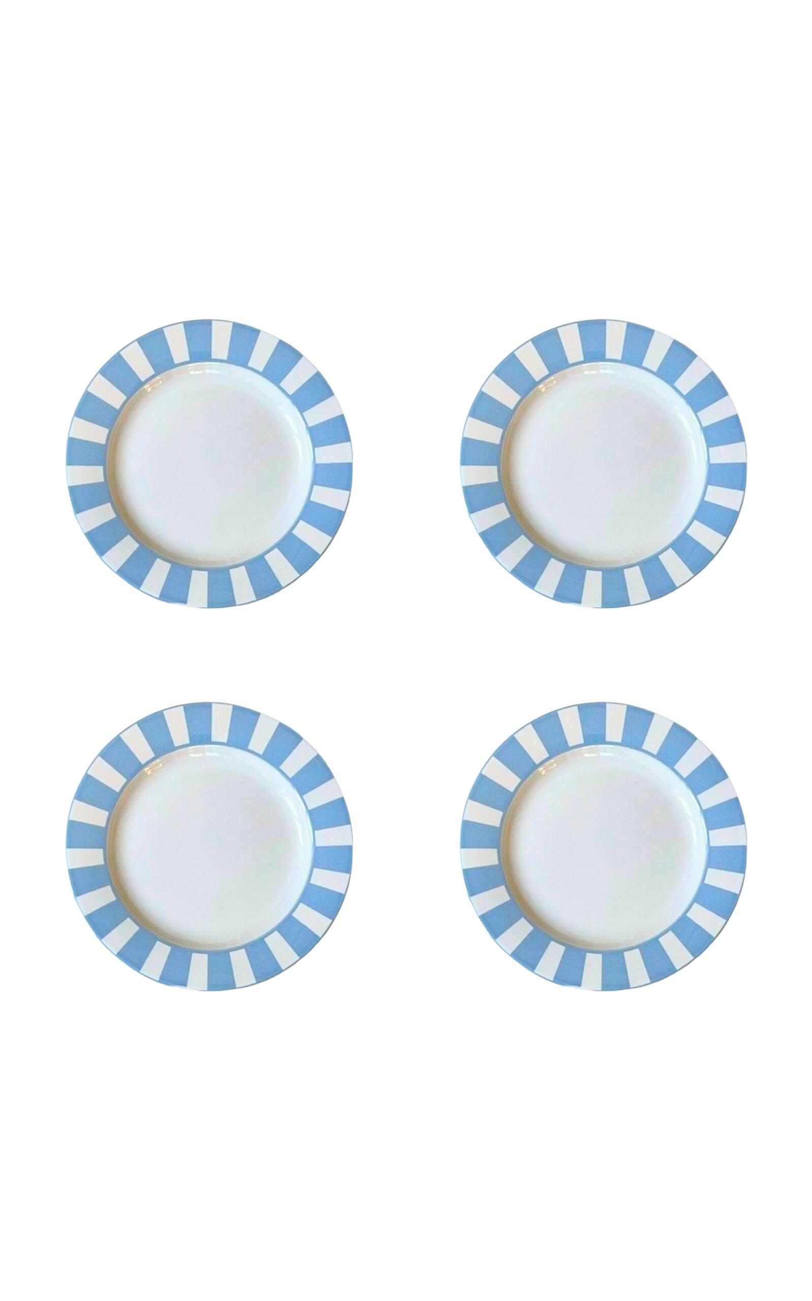 THE LINO - Essential Set-of-Four Stoneware Dessert Plates - Turquoise - Moda Operandi by THE LINO