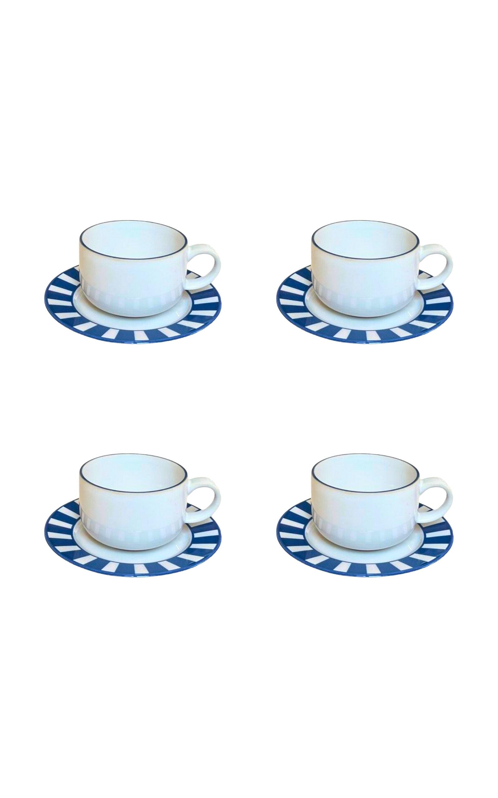 THE LINO - Essential Set-of-Four Stoneware Mug And Saucer - Navy - Moda Operandi by THE LINO