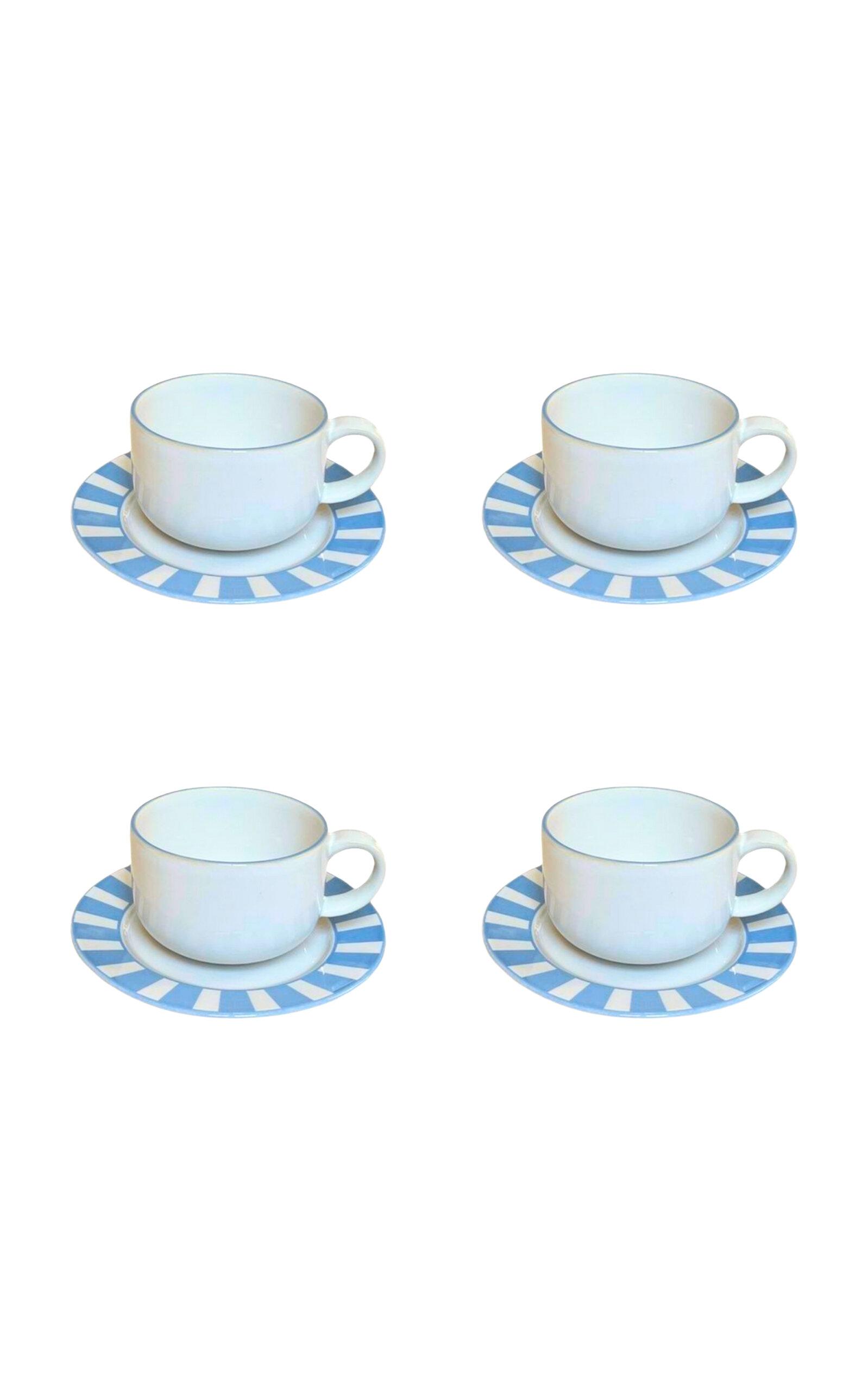THE LINO - Essential Set-of-Four Stoneware Mug And Saucer - Turquoise - Moda Operandi by THE LINO