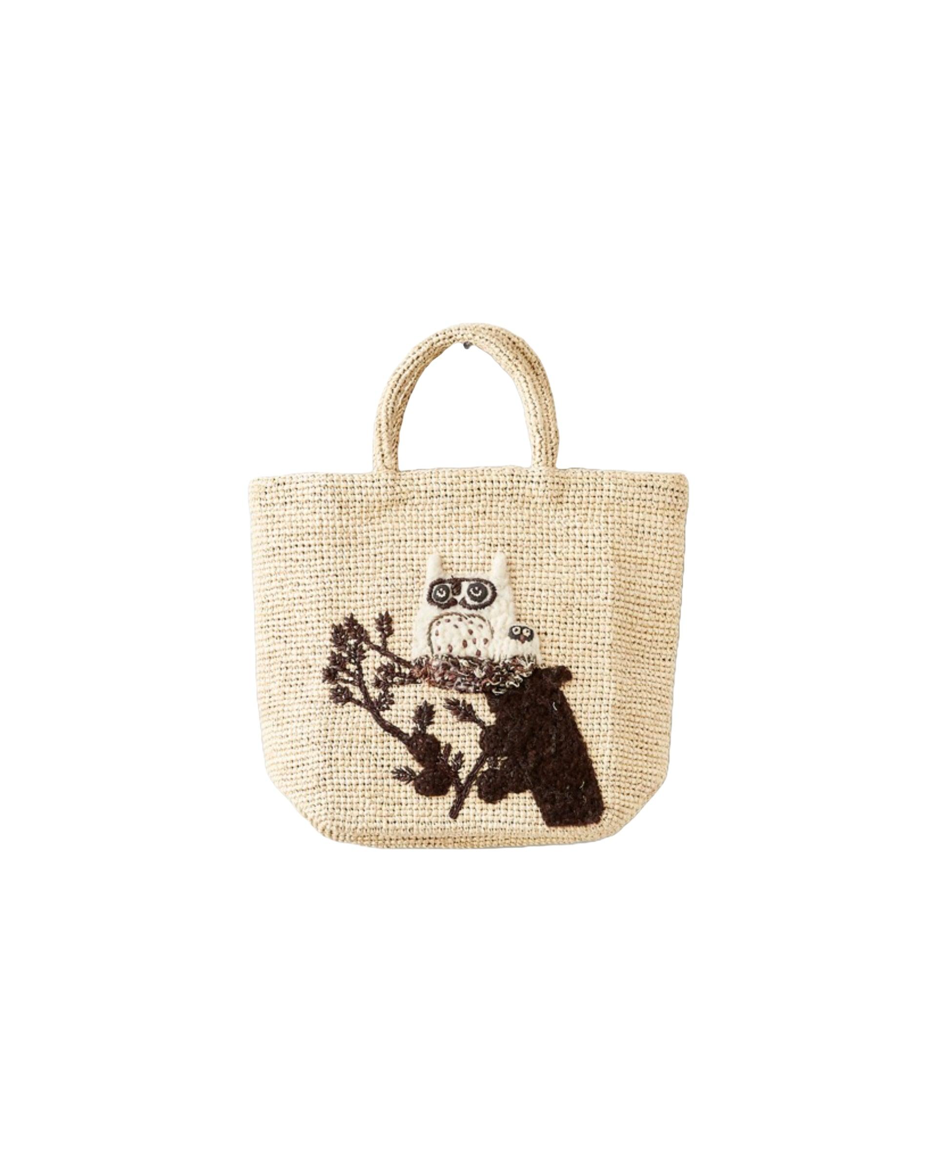 SOPHIE DIGARD Raffia Mama & Baby Owl Tote Bag by THE LITTLE SHOP SOPHIE DIGARD Raffia Mama & Baby Owl Tote Bag by THE LITTLE SHOP