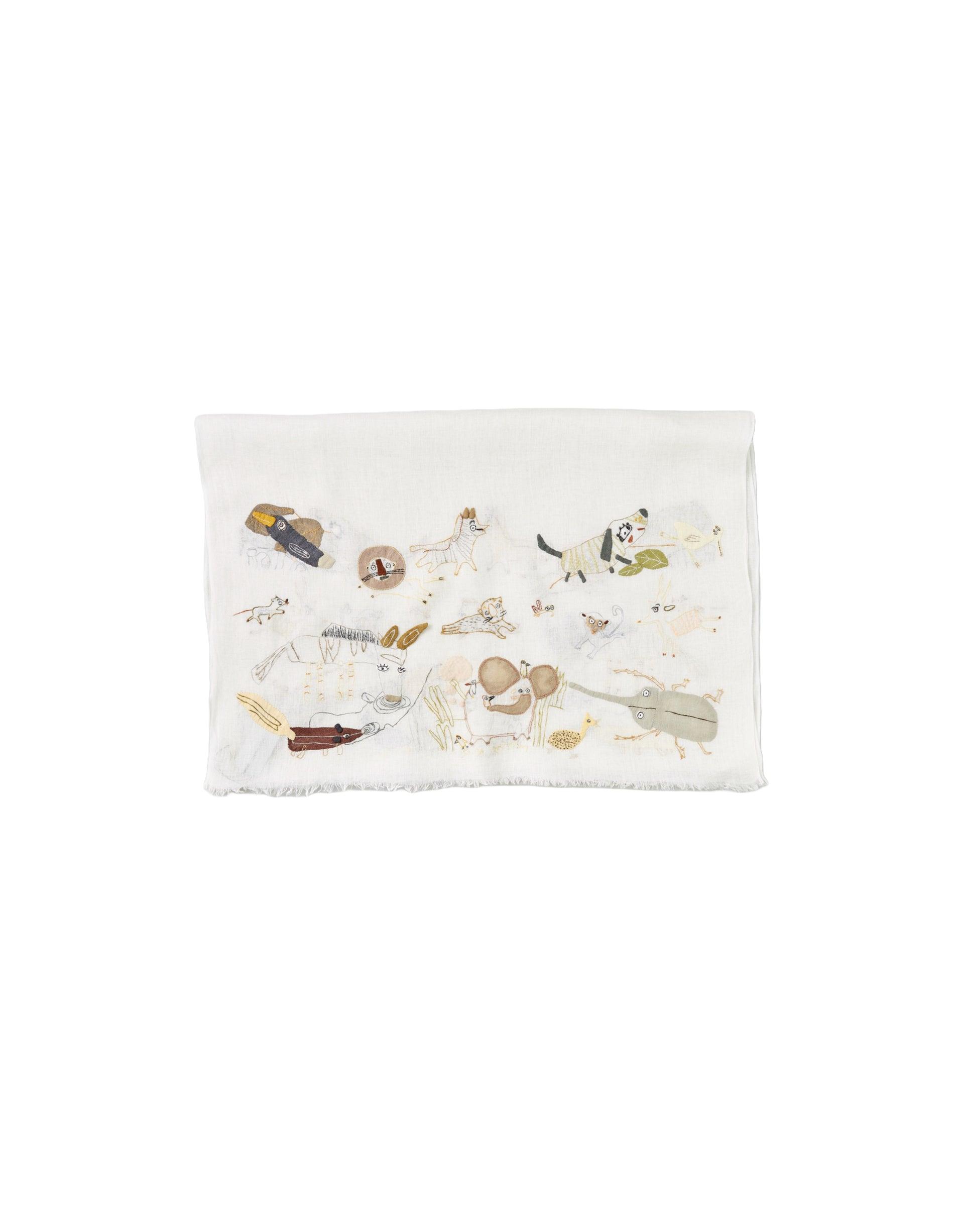 SOPHIE DIGARD Running Animals Linen Scarf by THE LITTLE SHOP SOPHIE DIGARD Running Animals Linen Scarf by THE LITTLE SHOP