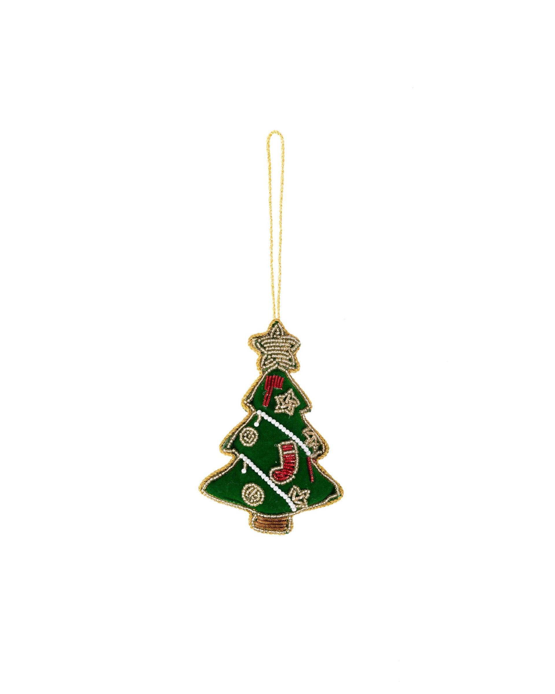 VARSHA JARIWALA Christmas Tree Bead Work Ornament by THE LITTLE SHOP